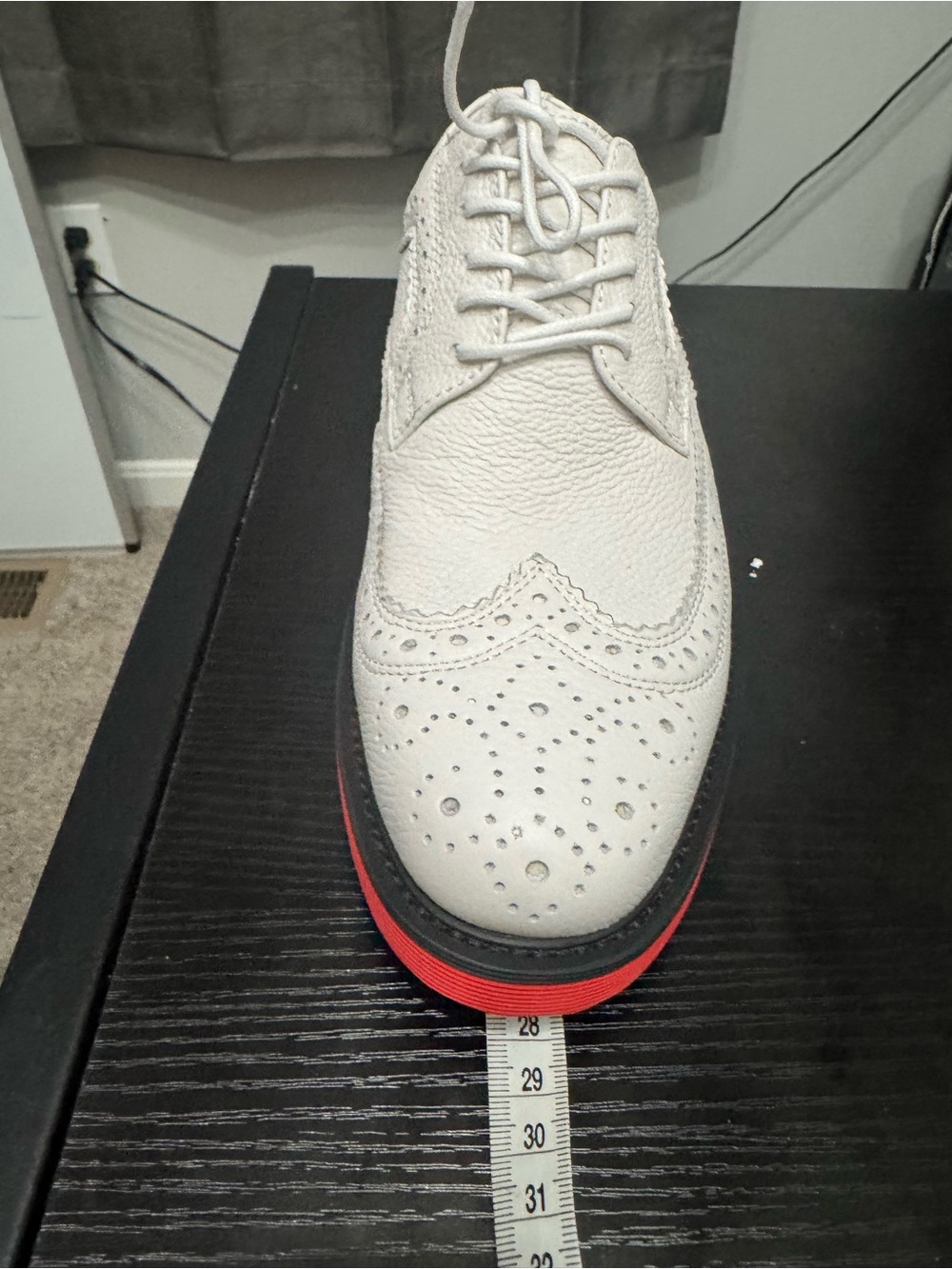 Men's White/RedWingtip Brogue loafers with Red Accent Sole from Brand Marc Nolan